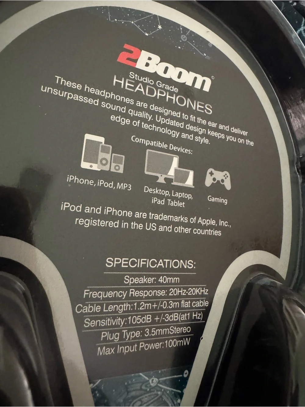 StarPoint Blue Galaxy Backpack with On-ear 3.5mm plug Headphones (not bluetooth)